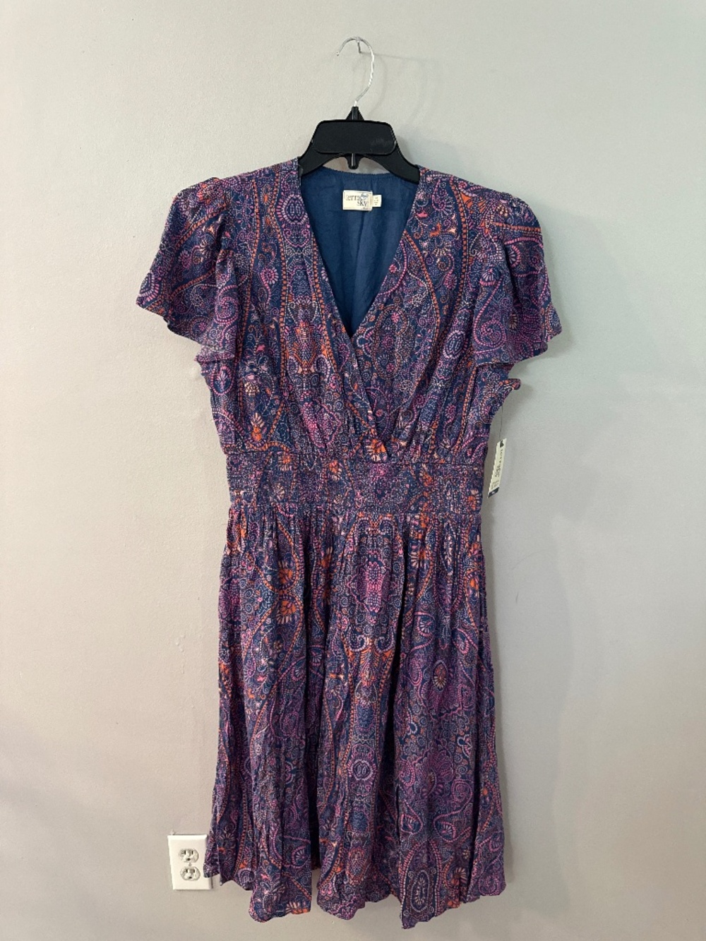 Terra & Sky Midi Smock Waist Summer Dress - size 0x